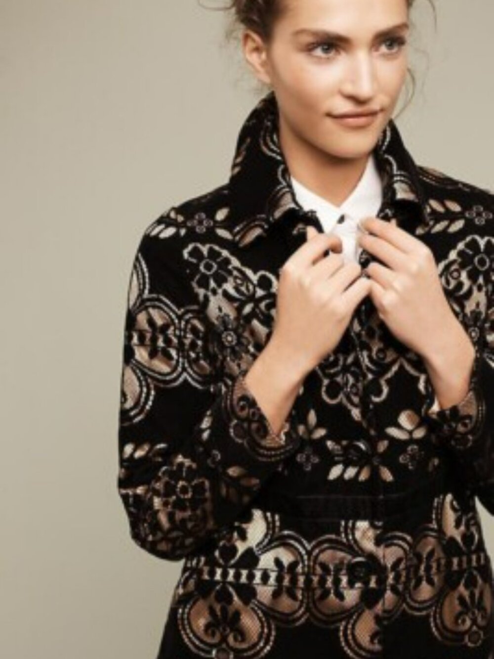 Anthropologie Tracy Reese Velvet cut out Coat Size 2